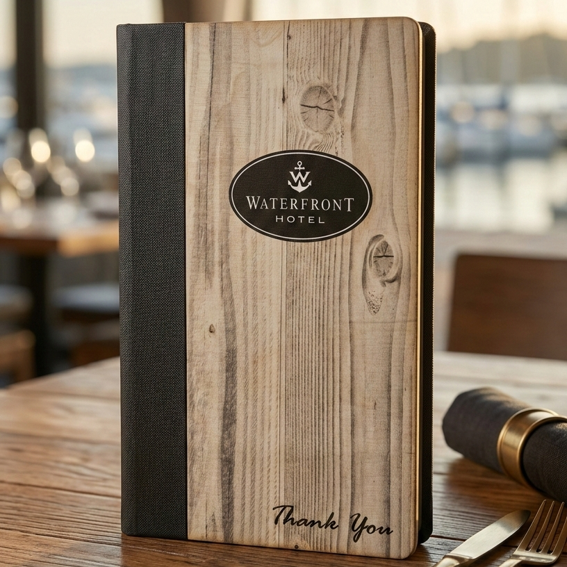 wooden bill presenter