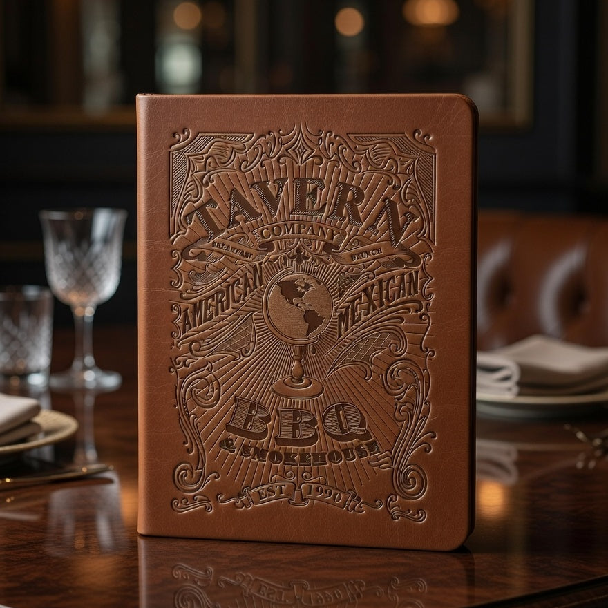 full leather menu cover