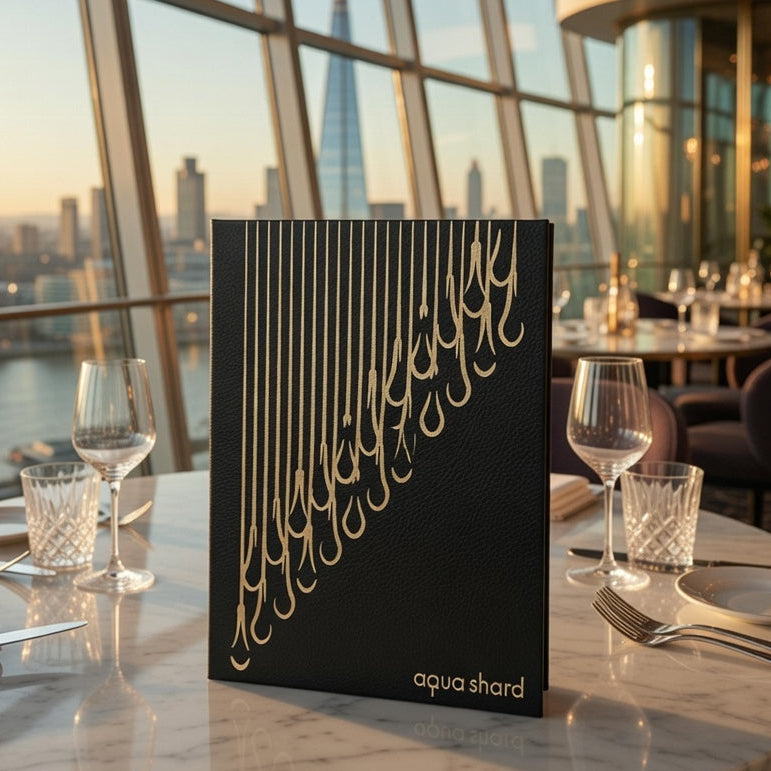 recycled leather menu cover 